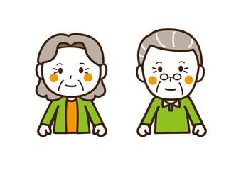 おばあさん・おじいさん　通常　上半身　3色 透過png