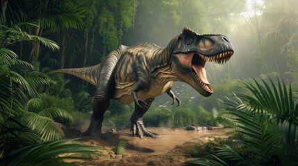 Wild Tyrannosaurus Rex in the jungle