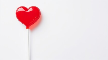 Obraz premium Heart shaped red candy on a white background, copy space, top view.