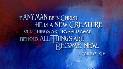 If any man be in Christ on abstract blue brushstrokes background