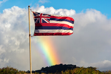 The hawaiian flag with a rainbow