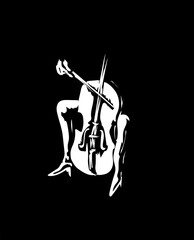 woman and double bass on a black background © Creatory