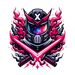 skull with wings on a red background