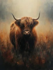 Papier Peint photo Lavable Highlander écossais Scottisch highlander cow animal art wall print