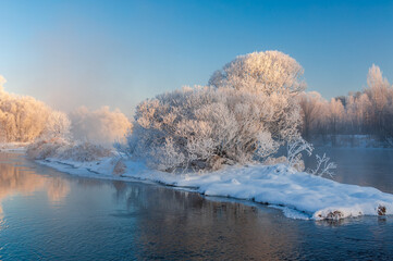 Kuerbin rime sunrise landscape in Yichun city Heilongjiang province, China.