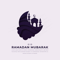 Fototapeta premium Ramadan Mubarak Paper cut style Vector Design Illustration for Background, Poster, Banner, Advertising, Greeting Card