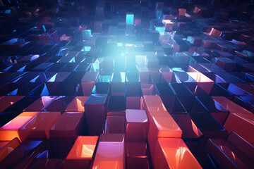 Fototapeta premium 3D Realistic Square Texture with LED Lights