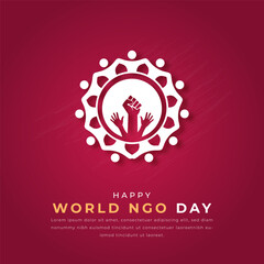 World NGO Day Paper cut style Vector Design Illustration for Background, Poster, Banner, Advertising, Greeting Card - obrazy, fototapety, plakaty