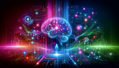 Pop Futurism: Vibrant HR Analytics with Holographic Brain Visualization