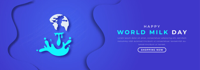 World Milk Day Paper cut style Vector Design Illustration for Background, Poster, Banner, Advertising, Greeting Card