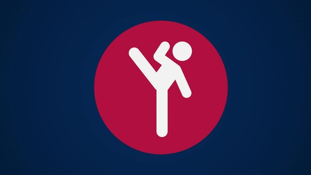 &nbsp;Pictograma de los Juegos Ol&iacute;mpicos de lado derecho con el deporte taekwondo en fondo azul sin texto.