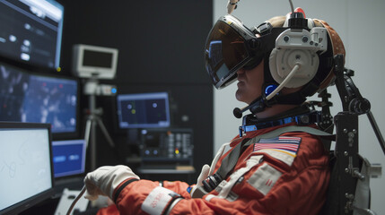 VR Astronaut Training Simulation - obrazy, fototapety, plakaty