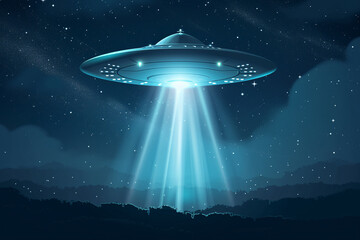 Fototapeta na wymiar UFO spaceship alien craft illustration, space alien flying saucer concept illustration
