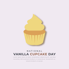National Vanilla Cupcake Day Paper cut style Vector Design Illustration for Background, Poster, Banner, Advertising, Greeting Card