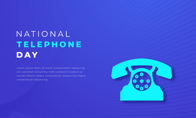 National Telephone Day Paper cut style Vector Design Illustration for Background, Poster, Banner, Advertising, Greeting Card