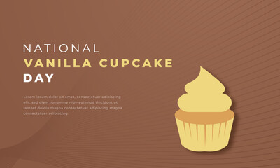 National Vanilla Cupcake Day Paper cut style Vector Design Illustration for Background, Poster, Banner, Advertising, Greeting Card