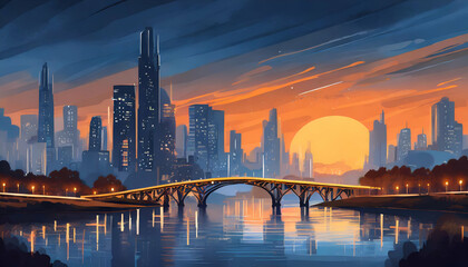 Futuristic Cityscape at Night