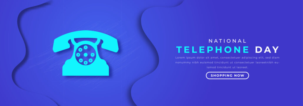 National Telephone Day Paper cut style Vector Design Illustration for Background, Poster, Banner, Advertising, Greeting Card - Powered by Adobe