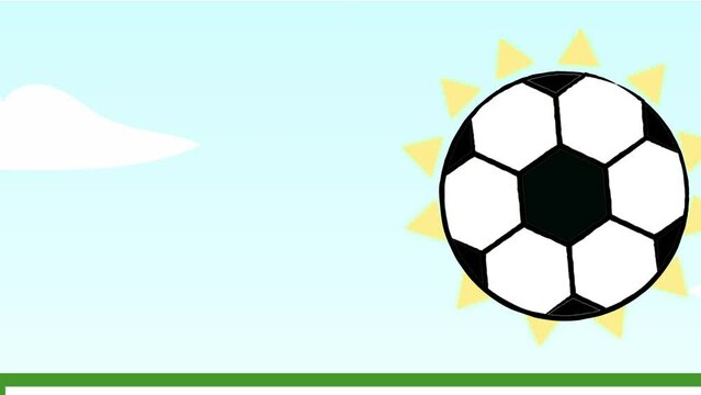 cartoon football field with soccer ball animation.