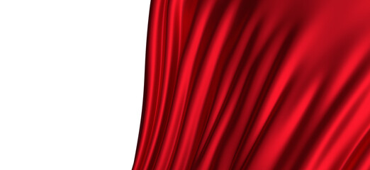 red wave silk satin fabric on white background for grand opening ceremony other occasion