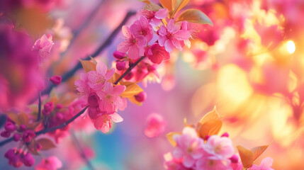 Fototapeta na wymiar pink flowers on a tree branch