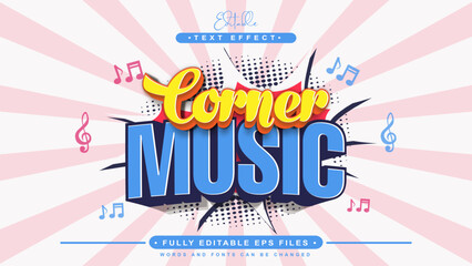 editable corner music text effect.typhography logo