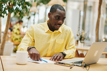 Laptop man black male african work adult business businessman person young lifestyle