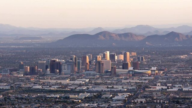 Phoenix Skyline Zoom In Establishing Shot
