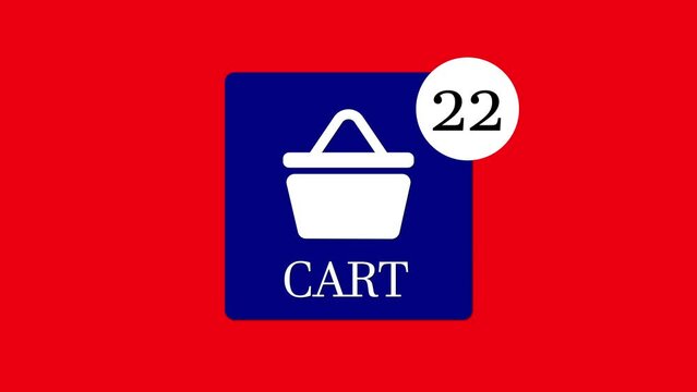 Cart text counting animated on a red color background.