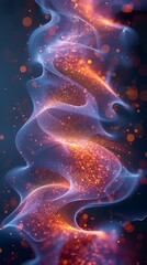 Obraz premium Abstract background of thin fluid lines in luminescent style in pastel pink color. Hyperbolic fluid lines illustration with pastel particles and splashes.