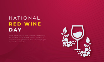 National Red Wine Day Paper cut style Vector Design Illustration for Background, Poster, Banner, Advertising, Greeting Card