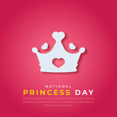 National Princess Day Paper cut style Vector Design Illustration for Background, Poster, Banner, Advertising, Greeting Card