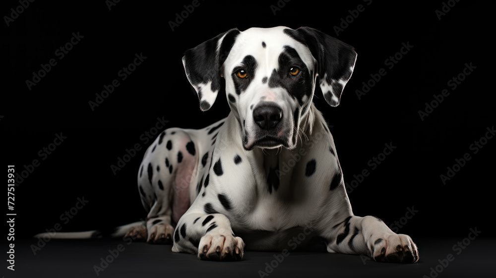 Wall mural beautiful dalmatian dog on black