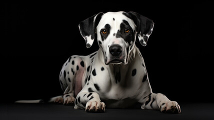 Beautiful Dalmatian Dog on Black