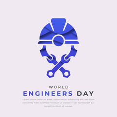 World Engineers Day Paper cut style Vector Design Illustration for Background, Poster, Banner, Advertising, Greeting Card