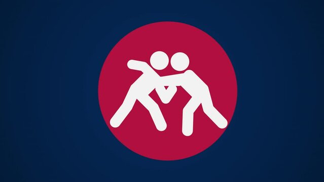 &nbsp;Pictograma de los Juegos Ol&iacute;mpicos de lado derecho con el deporte lucha en fondo azul sin texto.