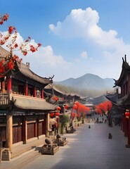 Shaanxi hanzhong city xing han city scenery Generative AI