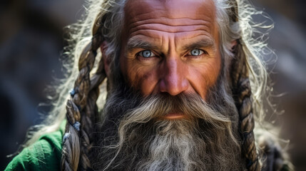 A Portrait of A Fearless Powerful Warrior Viking old man face