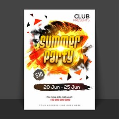 Summer Party Flyer Template With Colorful Abstract Design Golden Lens Flare Effect