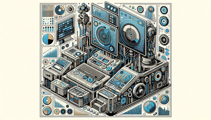 Industrial futuristic console displaying predictive analytics data.