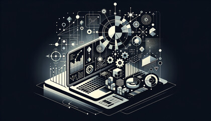 Geometric representation of statistical learning theory with sleek modern design.