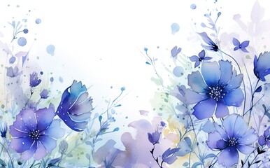 Fototapeta na wymiar Blue flower frame on white background