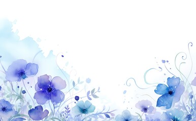 Blue flower frame on white background