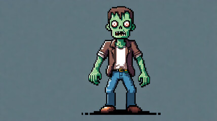 Pixel Art Zombie Cartoon AI Generated Retro