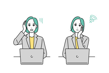 パソコン作業をするビジネスパーソンのイラスト