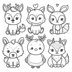 Obraz na płótnie Canvas Cute Deer collections Cartoon character hand drawn generated by Ai