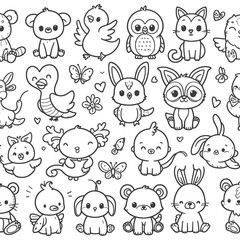 Cute outline panda, dear Animal collections Vector illustration isolated on white background generated by Ai