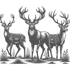 Deer outline animal for coloring book Sketch  illustration of mammal in nature  Wild isolated coloring book landscape Generated by Ai