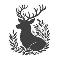 Silhouette Deer sketch hand drawn doodle style hunting vector illustration generated by Ai