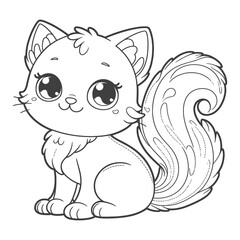Cute outline sitting baby tiger vector cartoon illustration on white background generated by Ai
